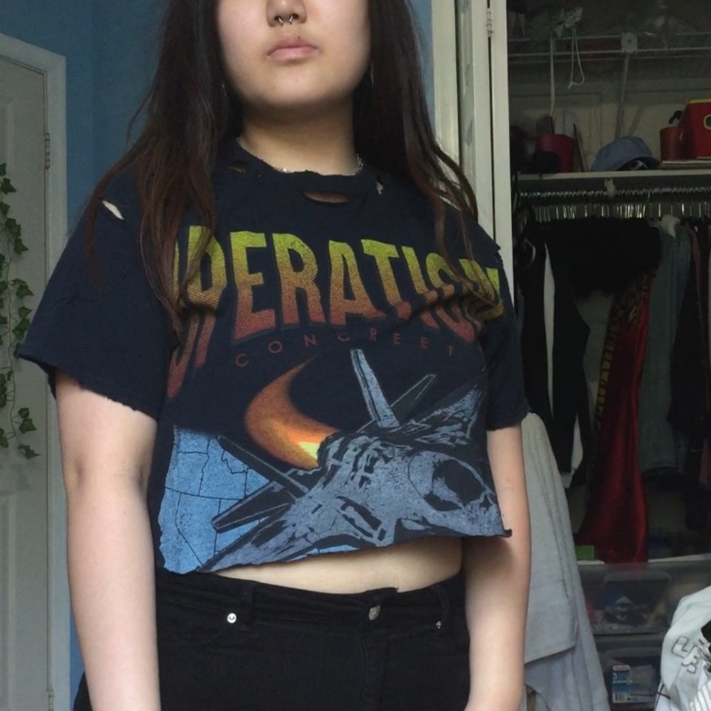 Distressed crop top